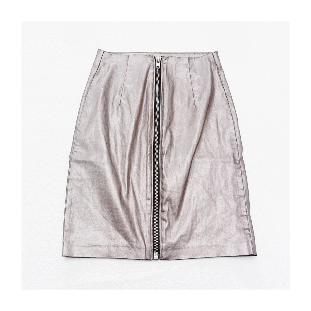 All Saints Metallic Copper Pencil Skirt SZ0